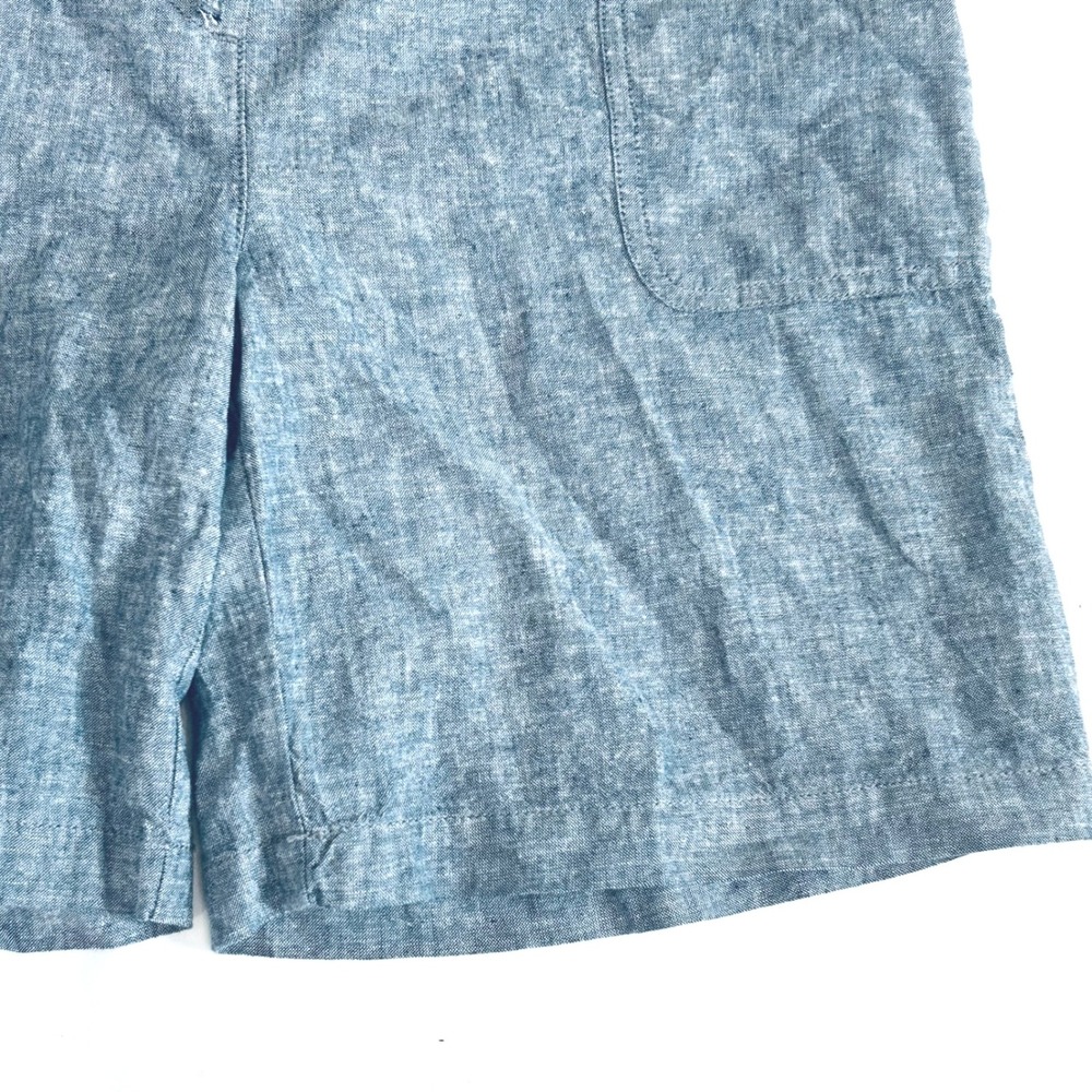 TALBOTS women's blue chambray linen cotton bermuda lenght shorts elastic waist 6 - Picture 4 of 11